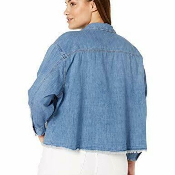 NWT Levis Denim Raw Hem Button Down Jean Shirt Top - Picture 3 of 9